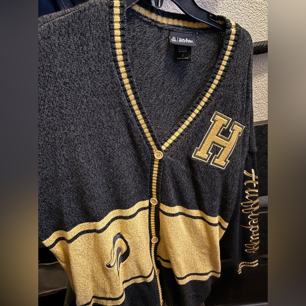 Gray/black and Gold Harry Potter Sweater- hufflepuff
